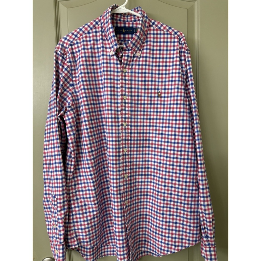 Ralph Lauren Men's Red and Blue Checkered Button-Down Shirt Size L - Picture 10 of 13